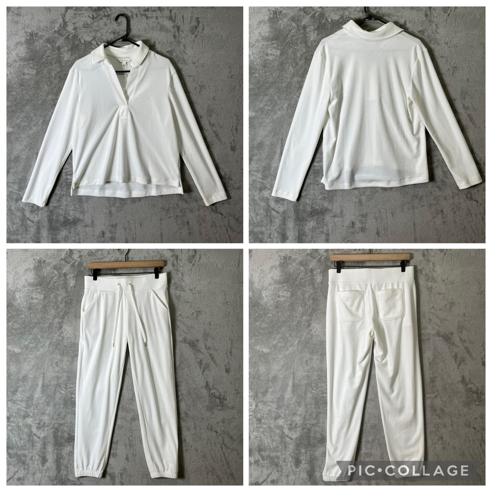 Lilly Pulitzer August Velour Sweater & Pant Set Resort Chic Lounge Sm White New